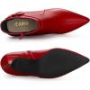 imageAllegra K Womens Pointy Toe Zipper Buckle Decor Kitten Heels Ankle BootsRed