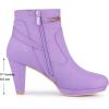 imageAllegra K Womens Round Toe Ankle Mid Heel BootsPurple