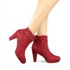 imageAllegra K Womens Round Toe Ankle Mid Heel BootsRed