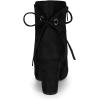 imageAllegra K Womens Round Toe Block Heel Zipper Lace Up Ankle BootsBlack