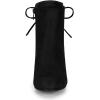 imageAllegra K Womens Round Toe Block Heel Zipper Lace Up Ankle BootsBlack