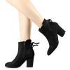 imageAllegra K Womens Round Toe Block Heel Zipper Lace Up Ankle BootsBlack