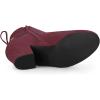 imageAllegra K Womens Round Toe Block Heel Zipper Lace Up Ankle BootsBurgundy