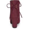 imageAllegra K Womens Round Toe Block Heel Zipper Lace Up Ankle BootsBurgundy