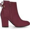 imageAllegra K Womens Round Toe Block Heel Zipper Lace Up Ankle BootsBurgundy