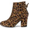 imageAllegra K Womens Round Toe Block Heel Zipper Lace Up Ankle BootsLeopard