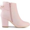 imageAllegra K Womens Round Toe Block Heel Zipper Lace Up Ankle BootsPink
