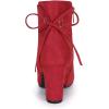 imageAllegra K Womens Round Toe Block Heel Zipper Lace Up Ankle BootsRed