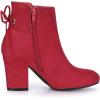 imageAllegra K Womens Round Toe Block Heel Zipper Lace Up Ankle BootsRed
