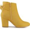 imageAllegra K Womens Round Toe Block Heel Zipper Lace Up Ankle BootsYellow