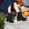 imageAllegra K Womens Round Toe Chunky Heel Ankle BootsBlack