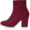 imageAllegra K Womens Round Toe Chunky Heel Ankle BootsBurgundy