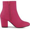 imageAllegra K Womens Round Toe Chunky Heel Ankle BootsHot Pink