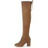 imageAllegra K Womens Round Toe Chunky Heel Over the Knee High BootsBrown