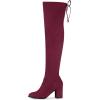 imageAllegra K Womens Round Toe Chunky Heel Over the Knee High BootsBurgundy