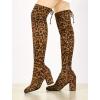 imageAllegra K Womens Round Toe Chunky Heel Over the Knee High BootsLeopard