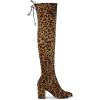 imageAllegra K Womens Round Toe Chunky Heel Over the Knee High BootsLeopard