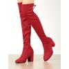 imageAllegra K Womens Round Toe Chunky Heel Over the Knee High BootsRed