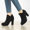 imageAllegra K Womens Round Toe Chunky Heeled Ankle Heel BootsBlack