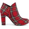 imageAllegra K Womens Round Toe Chunky Heeled Ankle Heel BootsRed Plaid