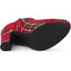 imageAllegra K Womens Round Toe Chunky Heeled Ankle Heel BootsRed Plaid