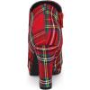 imageAllegra K Womens Round Toe Chunky Heeled Ankle Heel BootsRed Plaid