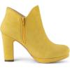 imageAllegra K Womens Round Toe Chunky Heeled Ankle Heel BootsYellow