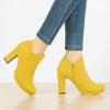 imageAllegra K Womens Round Toe Chunky Heeled Ankle Heel BootsYellow