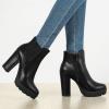 imageAllegra K Womens Round Toe Zipper Block Heel Platform Ankle BootsBlack
