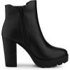 imageAllegra K Womens Round Toe Zipper Block Heel Platform Ankle BootsBlack