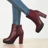 imageAllegra K Womens Round Toe Zipper Block Heel Platform Ankle BootsBurgundy