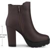 imageAllegra K Womens Round Toe Zipper Block Heel Platform Ankle BootsCoffee