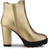 imageAllegra K Womens Round Toe Zipper Block Heel Platform Ankle BootsGold