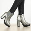 imageAllegra K Womens Round Toe Zipper Block Heel Platform Ankle BootsSilver Grey