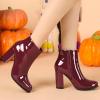 imageAllegra K Womens Round Toe Zipper Chunky Heels Ankle BootsBurgundy