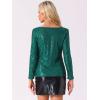 imageAllegra K Womens Sequin Glitter Tops Cowl Neck Long Sleeve Sparkle Clubwear BlousesDark Green