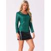 imageAllegra K Womens Sequin Glitter Tops Cowl Neck Long Sleeve Sparkle Clubwear BlousesDark Green