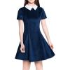 imageAllegra K Womens Short Sleeve Halloween Dresses Peter Pan Collar Casual Flare Skater Mini Vintage Dress 2025Blue