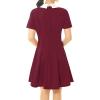 imageAllegra K Womens Short Sleeve Halloween Dresses Peter Pan Collar Casual Flare Skater Mini Vintage Dress 2025Burgundy