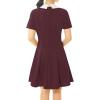 imageAllegra K Womens Short Sleeve Halloween Dresses Peter Pan Collar Casual Flare Skater Mini Vintage Dress 2025Burgundy