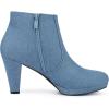 imageAllegra K Womens Side Zip Low Platform Chunky Heel Ankle BootiesDenim Blue