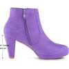 imageAllegra K Womens Side Zip Low Platform Chunky Heel Ankle BootiesLight Purple