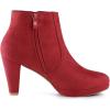 imageAllegra K Womens Side Zip Low Platform Chunky Heel Ankle BootiesRed
