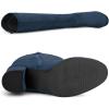 imageAllegra K Womens Side Zipper Chunky Heel Knee High Navy Blue Boots 9 M US 