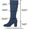 imageAllegra K Womens Side Zipper Chunky Heel Knee High Navy Blue Boots 9 M US 