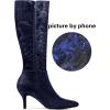 imageAllegra K Womens Sparkle Glitter Pointy Toe Stiletto Heel Knee High BootsDeep Blue