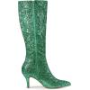 imageAllegra K Womens Sparkle Glitter Pointy Toe Stiletto Heel Knee High BootsGreen