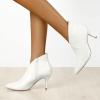 imageAllegra K Womens V Shape Pointed Toe Stiletto Heel Ankle BootsWhite