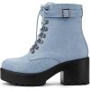 imageAllegra K Womens Zip Chunky Heel Platform Ankle Combat BootsDenim Blue