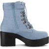 imageAllegra K Womens Zip Chunky Heel Platform Ankle Combat BootsDenim Blue